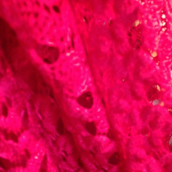 Brittany Black Blouse Top with Crochet Overlay Red Large - Picture 3 of 5